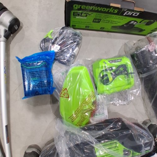 4PC GREENWORKS STRING TRIMMER & BRUSHLESS BLOWER COMBO WITH BATTERY AND CHARGER - 80V - GREEN/BLACK (MODEL: 1694266) image 4