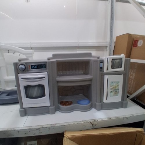 STEP2 FUN WITH FRIENDS INDOOR/OUTDOOR KIDS KITCHENETTE PLAYSET - AGES 2+ - 35.8" X 12.5" X 41" - GREY (MODEL: 423699) image 3