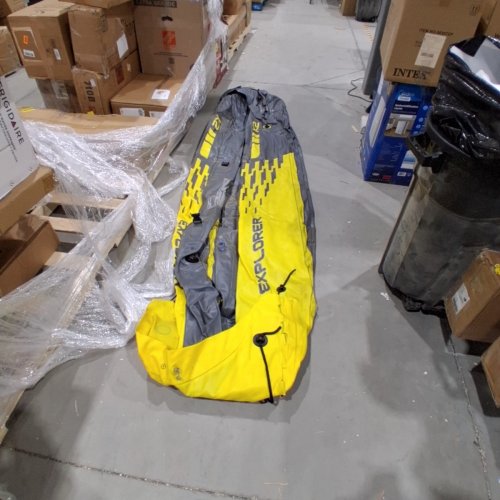 INTEX EXPLORER K2 INFLATABLE KAYAK SET WITH ALUMINUM OARS AND PUMP - 86" - 2-PERSON - 400LB MAX - YELLOW/GREY (MODEL: 68307EP) image 5