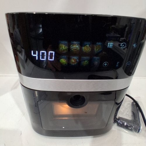 BLUEBOW 8-IN-1 AIR FRYER WITH TOUCHSCREEN, VIEWING WINDOW, COOKING PRESETS - 6QT - 1350W - BLACK/SILVER - (MODEL: 725086120564) image 2