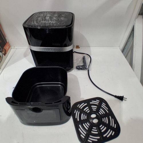BLUEBOW 8-IN-1 AIR FRYER WITH TOUCHSCREEN, VIEWING WINDOW, COOKING PRESETS - 6QT - 1350W - BLACK/SILVER - (MODEL: 725086120564) image 3