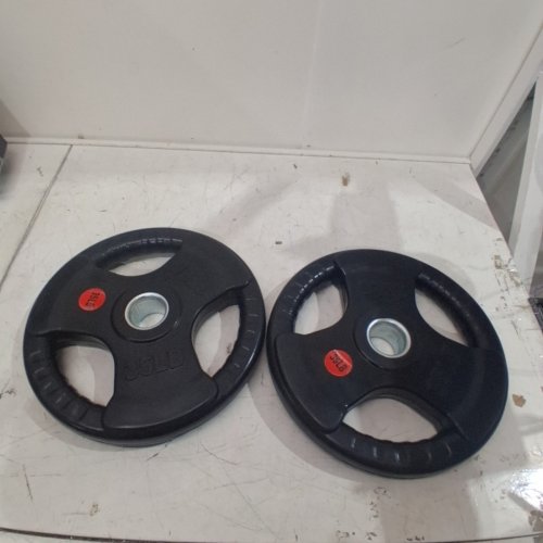 2PK GIKPAL 2-INCH RUBBER OLYMPIC GRIP WEIGHT PLATES - 35LBS EACH - BLACK image 2