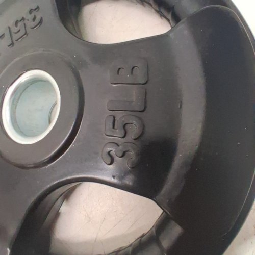 2PK GIKPAL 2-INCH RUBBER OLYMPIC GRIP WEIGHT PLATES - 35LBS EACH - BLACK image 3