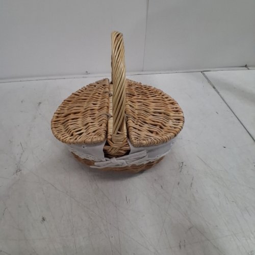 WOVEN BASKET WITH HANDLE AND FABRIC LINER - 12" - BROWN image 2