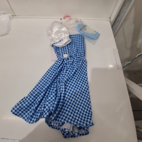 3PC GIRLS RUBIES WIDARD OF OZ DOROTHY COSTUME - SMALL 4-6 - BLUE AND WHITE image 2
