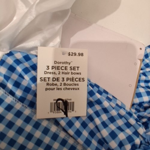 3PC GIRLS RUBIES WIDARD OF OZ DOROTHY COSTUME - SMALL 4-6 - BLUE AND WHITE image 3