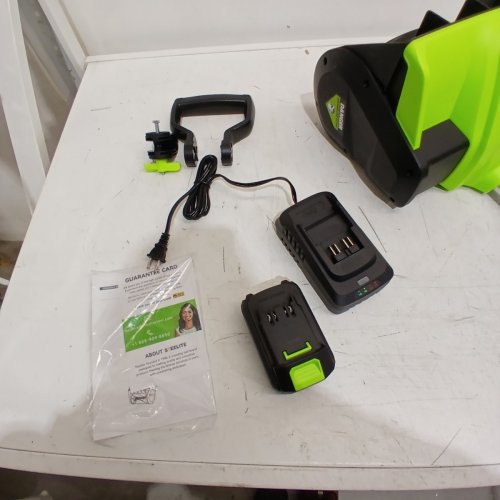 STEELITE 20V 4.0AH CORDLESS SNOW SHOVEL - 12" WIDTH, 20FT THROWING DISTANCE, QUICK CHARGER, DIRECTIONAL PLATE - GREEN/BLACK (MODEL: DY890-3) image 4
