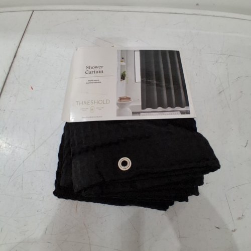 THRESHOLD WAFFLE WEAVE SHOWER CURTAIN - 72" X 72" - BLACK image 2