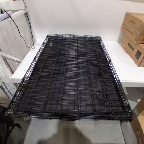 NEW WORLD FOLDING METAL DOG CRATE WITH LEAK-PROOF PLASTIC TRAY - FITS LARGE DOG BREEDS - 42" X 30" X 28" - BLACK (MODEL: B42) image 2