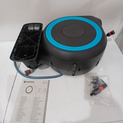 GARDENA FROST-PROOF WALL-MOUNTED AUTO-RETRACTABLE HOSE REEL - 115FT - BLUE / GREY (MODEL: 18630-37.000.00) image 2