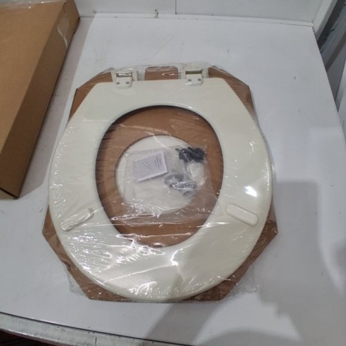 BEMIS MOLDED WOOD ELONGATED TOILET SEAT WITH EASY CLEAN - BISCUIT/LINEN (MODEL: 1500EC346) image 3