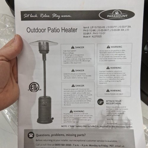 PARAMOUNT PATIO HEATER - 46,000BTU - 87" X 17.7" X 32" - MOCHA (MODEL-PH-S-112-MK) image 5