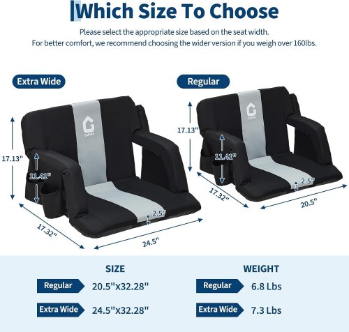 2PK GARVEE PADDED FABRIC STADIUM SEATS - BLACK AND GRAY image 2