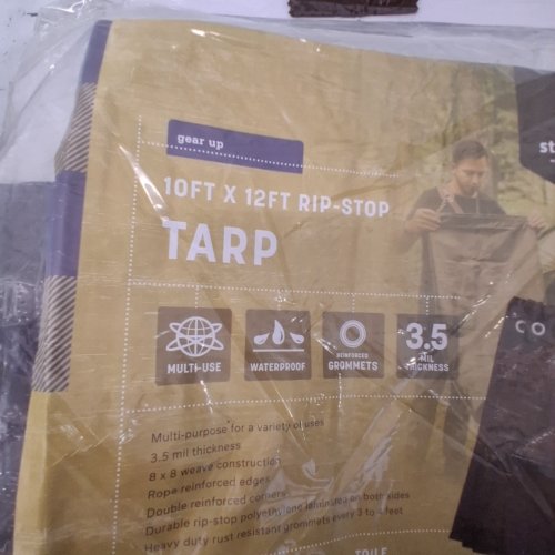 STANSPORT MULTI-PURPOSE LIGHT DUTY RIP STOP TARP - 10FT X 12FT - DARK BROWN image 2