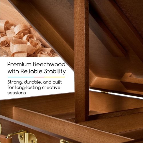 MEEDEN PORTABLE WOODEN TABLETOP EASEL WITH STORAGE - HOLDS 13" - 21" CANVASES - WALNUT (MODEL: AFB-6009-YM) image 6