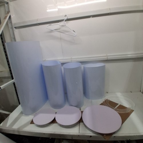 4PC CYLINDRICAL DISPLAY PLASTIC STAND PILLARS - ASSORTED SIZES - WHITE image 2