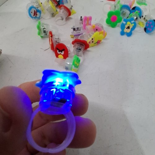50PC NEEW LED LIGHT UP GLOW ON THE DARK RING PARTY FAVORS - RANDOM PATTERNS image 2