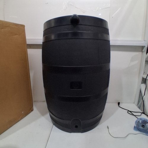 GOOD IDEAS PLASTIC DRAINABLE DUAL OVERFLOW RAIN BARREL - 50 GALLONS - BLACK image 2