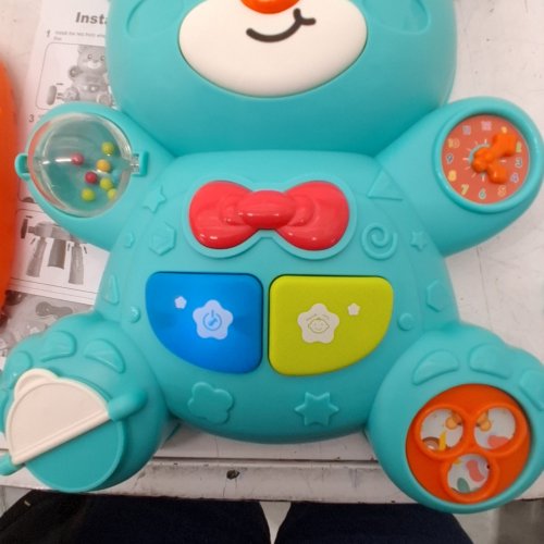 BRUCE & SHARK 2-IN-1 BEAR WALKER AND ACTIVITY CENTER - BLUE/ORANGE image 2
