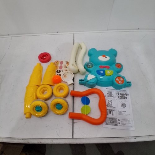 BRUCE & SHARK 2-IN-1 BEAR WALKER AND ACTIVITY CENTER - BLUE/ORANGE image 4