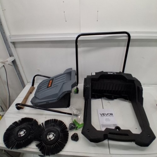 WALK-BEHIND MANUAL HAND PUSH FLOOR SWEEPER - 25.6" SWEEPING WIDTH - GRAY/BLACK (MODEL: S13-001A) image 2