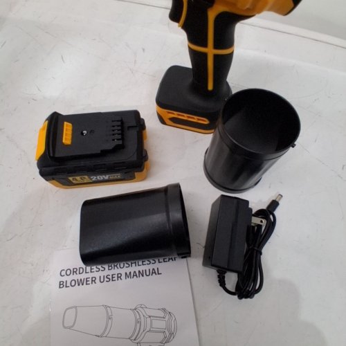 DOOYUTOOL HANDELD ELECTRIC CORDLESS LEAF BLOWER WITH 20V BATTERY - BLACK/YELLOW image 4