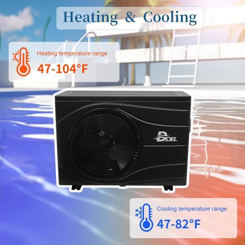 DOEL SWIMMING POOL DC INVERTER HEATER PUMP FOR POOLS UP TO 15000GAL - 72000BTU, 240V - BLACK - (MODEL: CIP-21SE) image 3