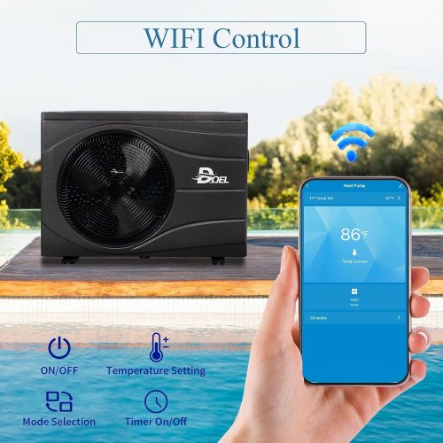 DOEL SWIMMING POOL DC INVERTER HEATER PUMP FOR POOLS UP TO 15000GAL - 72000BTU, 240V - BLACK - (MODEL: CIP-21SE) image 5
