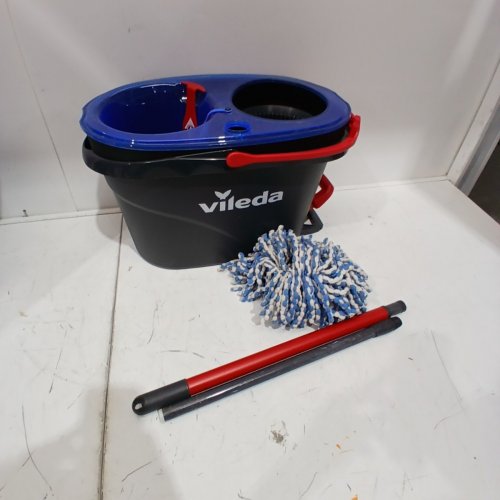 VILEDA EASYWRING RINSE CLEAN 2 TANK SPIN BUCKET SYSTEM - BLUE/RED/GREY image 2