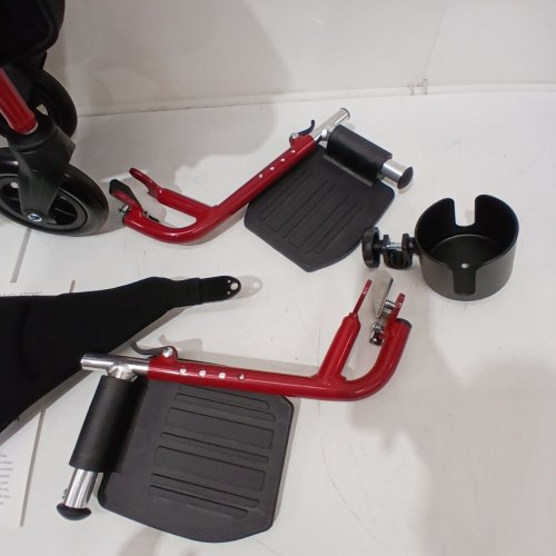 MEDLINE EXCEL TRANSLATOR COMBINATION ROLLATOR/TRANSPORT CHAIR WITH SWING-AWAY FOOTRESTS & CUP HOLDER - 250LBS CAPACITY - RED (MODEL: MDS808200TRR) image 5
