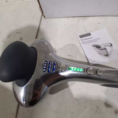 BROOKSTONE MAX 2 CORDLESS DUAL-NODE PERCUSSION MASSAGER - SILVER AND BLACK (MODEL: B-HHP-650J) image 2