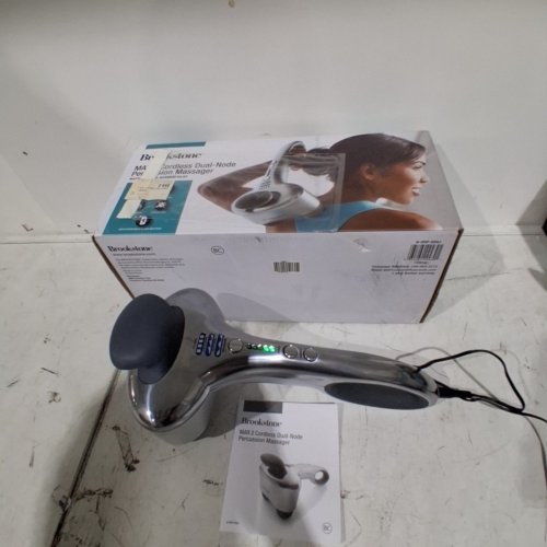 BROOKSTONE MAX 2 CORDLESS DUAL-NODE PERCUSSION MASSAGER - SILVER AND BLACK (MODEL: B-HHP-650J) image 4