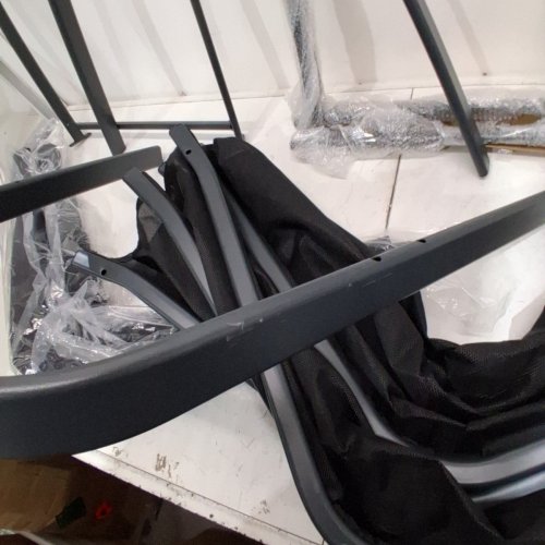 6PK GARVEE STACKING PATIO CHAIRS - BLACK (MODEL: PHO_16KMPZF4) image 5
