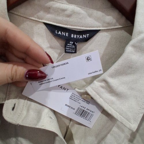 WOMEN'S LANE BRYANT BUTTON-DOWN SHIRT - 2X - CREAM (STYLE: KAMRYN LB0104) image 3