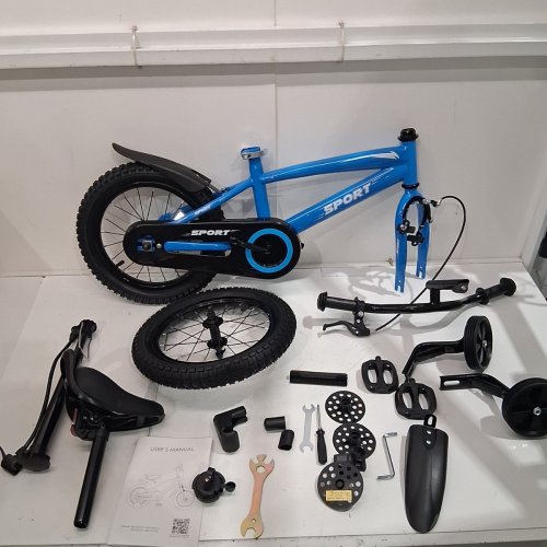 KIDS BIKE WITH TRAINING WHEELS - 12" - BLUE (MODEL: KB-WY012) image 2