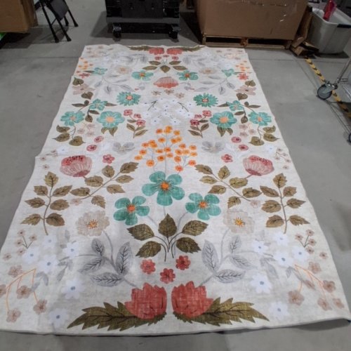 YIHOUSE NON-SLIP BOHO FLORAL MACHINE WASHABLE AREA RUG - 5FT X 9T - BEIGE/GREEN image 2