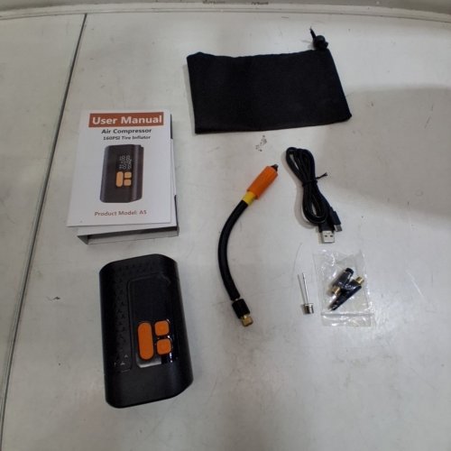 PORTABLE BIKE TIRE INFLATOR - 5 V/1A, 3-160 PSI - BLACK / ORANGE (MODEL: A5) image 3