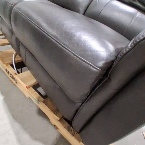 PROSPERA HOME MANER TOP GRAIN LEATHER POWER RECLINIG SOFA - GREY (MODEL: 1894488) image 5