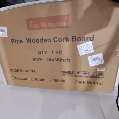LINEN CORK BULLETIN BOARD WITH PUSH PINS - 36" X 24" - VINTAGE BLACK image 3