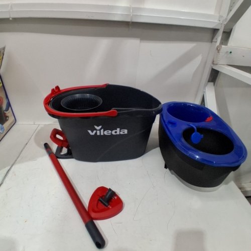 VILEDA EASYWRING RINSECLEAN SPIN MOP & BUCKET SYSTEM - GREY/BLUE image 2