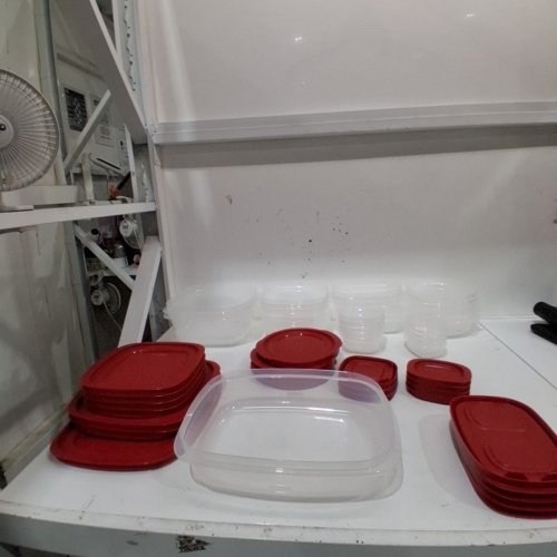 44PC RUBBERMAID EASYSTORE FOOD STORAGE CONTAINERS WITH LIDS - RED/CLEAR image 2