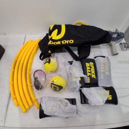 6PC SPIKEBALL PRO KIT TOURNAMENT EDITION WITH STRONGER PLAYING NET NEW BALLS DESINGED TO ADD SPIN, WITH BALL PUMP & BALL SIZE GAUGE - BLACK/YELLOW (MODEL: S-PRO-001) image 2
