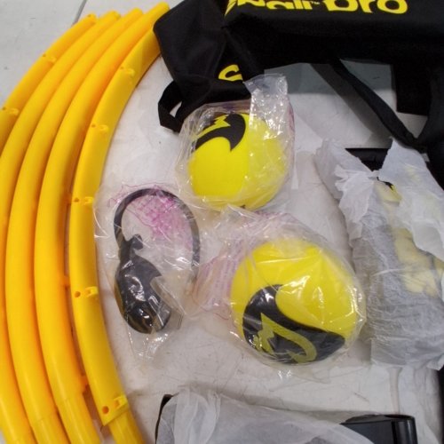 6PC SPIKEBALL PRO KIT TOURNAMENT EDITION WITH STRONGER PLAYING NET NEW BALLS DESINGED TO ADD SPIN, WITH BALL PUMP & BALL SIZE GAUGE - BLACK/YELLOW (MODEL: S-PRO-001) image 4