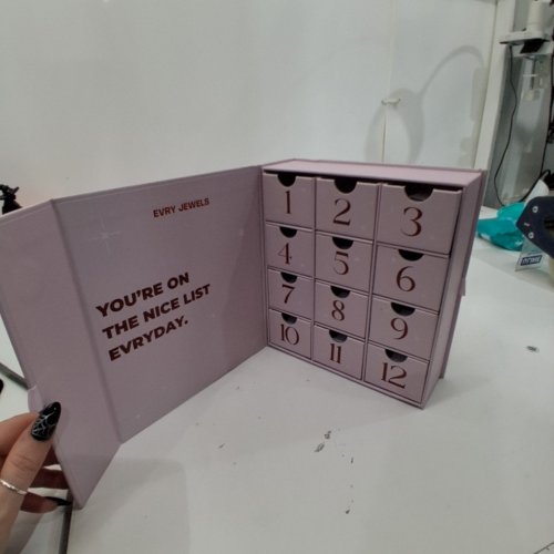 11PC EVRY JEWELS 12-DRAWER ADVENT CALENDAR BOX WITH MYSTERY JEWELRY - PINK image 3
