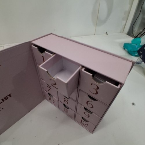 11PC EVRY JEWELS 12-DRAWER ADVENT CALENDAR BOX WITH MYSTERY JEWELRY - PINK image 4