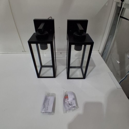 2PK TIPACE OUTDOOR WALL LANTERN - MATTE BLACK AND CLEAR GLASS SHADE image 2