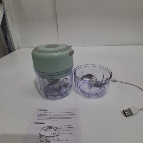 5PC MINI PORTABLE ELECTRIC FOOD CHOPPER - 250ML/100ML - GREEN/GREY (MODEL: SR01) image 3