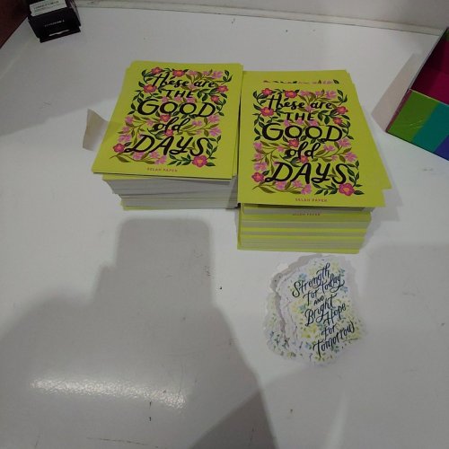 ~100PC SELAH PAPER FLORAL MINI GOOD OLD DAYS PRINT & STRENGTH AND BRIGHT HOPE STICKERS - YELLOW image 2