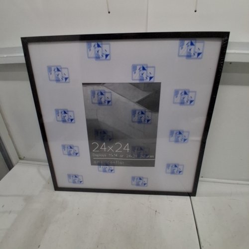 AMERICANFLAT PICTURE FRAME WITH POLISHED PLEXIGLASS - 24" X 24", 11" X 14" WITH MAT - BLACK/WHITE image 2