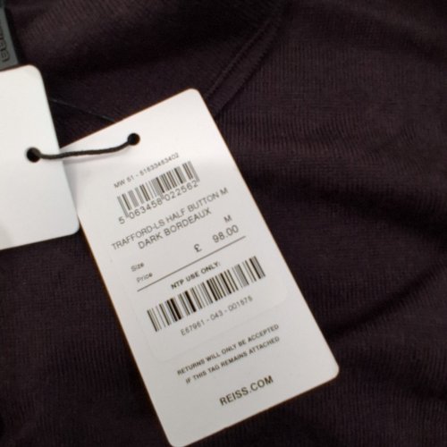 MEN'S MERINO WOOL LONG-SLEEVE POLO SHIRT - MEDIUM -DARK BORDEAUX image 2